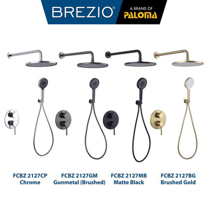 BREZIO Shower Tanam Set Concealed Keran Mandi Kran Air Panas Dingin Dinding Wall Faucet Shower Mixer Hot Cold Kamar Mandi Bathroom Chrome Krom Silver Gunmetal Grey Abu Matte Black Hitam Brushed Gold Emas FCBZ 2127 2127CP 2127GM 2127MB 2127BG