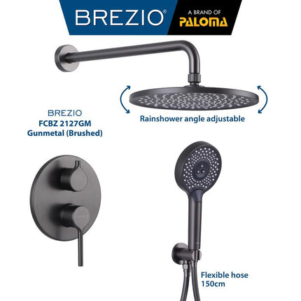 BREZIO Shower Tanam Set Concealed Keran Mandi Kran Air Panas Dingin Dinding Wall Faucet Shower Mixer Hot Cold Kamar Mandi Bathroom Chrome Krom Silver Gunmetal Grey Abu Matte Black Hitam Brushed Gold Emas FCBZ 2127 2127CP 2127GM 2127MB 2127BG