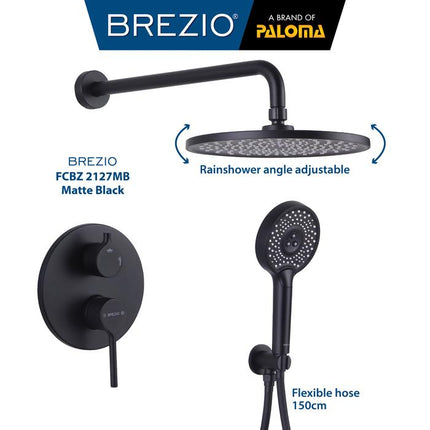 BREZIO Shower Tanam Set Concealed Keran Mandi Kran Air Panas Dingin Dinding Wall Faucet Shower Mixer Hot Cold Kamar Mandi Bathroom Chrome Krom Silver Gunmetal Grey Abu Matte Black Hitam Brushed Gold Emas FCBZ 2127 2127CP 2127GM 2127MB 2127BG
