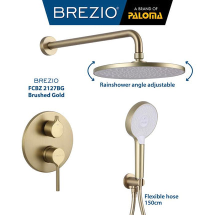 BREZIO Shower Tanam Set Concealed Keran Mandi Kran Air Panas Dingin Dinding Wall Faucet Shower Mixer Hot Cold Kamar Mandi Bathroom Chrome Krom Silver Gunmetal Grey Abu Matte Black Hitam Brushed Gold Emas FCBZ 2127 2127CP 2127GM 2127MB 2127BG