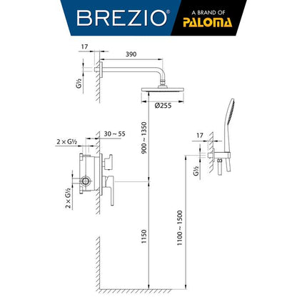 BREZIO Shower Tanam Set Concealed Keran Mandi Kran Air Panas Dingin Dinding Wall Faucet Shower Mixer Hot Cold Kamar Mandi Bathroom Chrome Krom Silver Gunmetal Grey Abu Matte Black Hitam Brushed Gold Emas FCBZ 2127 2127CP 2127GM 2127MB 2127BG