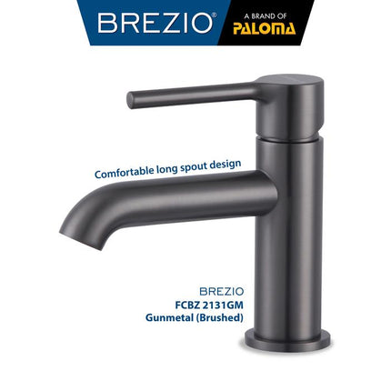 BREZIO Keran Wastafel Cuci Tangan Kran Air Panas Dingin Faucet Basin Mixer Hot Cold Lavatory Kamar Mandi Bathroom Chrome Krom Silver Gunmetal Grey Abu Matte Black Hitam Brushed Gold Emas FCBZ 2131 2131CP 2131GM 2131MB 2131BG
