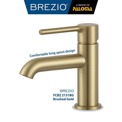 BREZIO Keran Wastafel Cuci Tangan Kran Air Panas Dingin Faucet Basin Mixer Hot Cold Lavatory Kamar Mandi Bathroom Chrome Krom Silver Gunmetal Grey Abu Matte Black Hitam Brushed Gold Emas FCBZ 2131 2131CP 2131GM 2131MB 2131BG