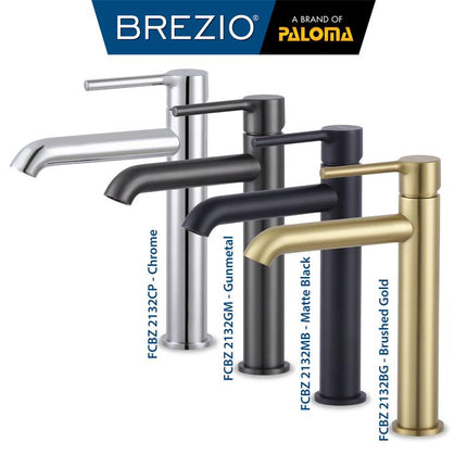 BREZIO Keran Wastafel Tinggi Cuci Tangan Kran Air Panas Dingin Bambu Sedang Tall Medium Faucet Basin Mixer Hot Cold Lavatory Kamar Mandi Chrome Krom Silver Gunmetal Grey Abu Matte Black Hitam Brushed Gold Emas FCBZ 2132 2132CP 2132GM 2132MB 2132BG