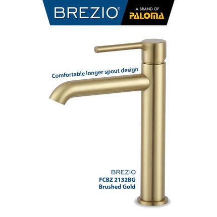 BREZIO Keran Wastafel Tinggi Cuci Tangan Kran Air Panas Dingin Bambu Sedang Tall Medium Faucet Basin Mixer Hot Cold Lavatory Kamar Mandi Chrome Krom Silver Gunmetal Grey Abu Matte Black Hitam Brushed Gold Emas FCBZ 2132 2132CP 2132GM 2132MB 2132BG