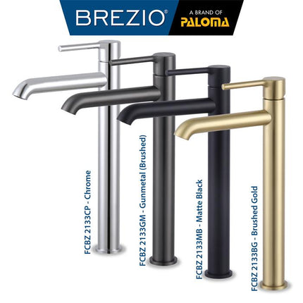 BREZIO Keran Wastafel Tinggi Cuci Tangan Kran Air Panas Dingin Bambu Tall Faucet Basin Mixer Hot Cold Lavatory Kamar Mandi Bathroom Chrome Krom Silver Gunmetal Grey Abu Matte Black Hitam Brushed Gold Emas FCBZ 2133 2133CP 2133GM 2133MB 2133BG