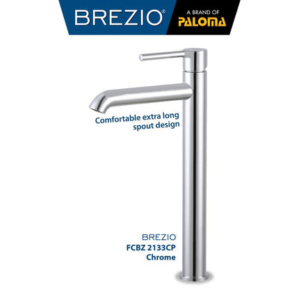 BREZIO Keran Wastafel Tinggi Cuci Tangan Kran Air Panas Dingin Bambu Tall Faucet Basin Mixer Hot Cold Lavatory Kamar Mandi Bathroom Chrome Krom Silver Gunmetal Grey Abu Matte Black Hitam Brushed Gold Emas FCBZ 2133 2133CP 2133GM 2133MB 2133BG