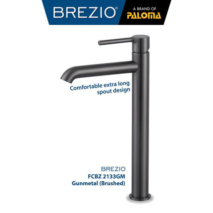 BREZIO Keran Wastafel Tinggi Cuci Tangan Kran Air Panas Dingin Bambu Tall Faucet Basin Mixer Hot Cold Lavatory Kamar Mandi Bathroom Chrome Krom Silver Gunmetal Grey Abu Matte Black Hitam Brushed Gold Emas FCBZ 2133 2133CP 2133GM 2133MB 2133BG