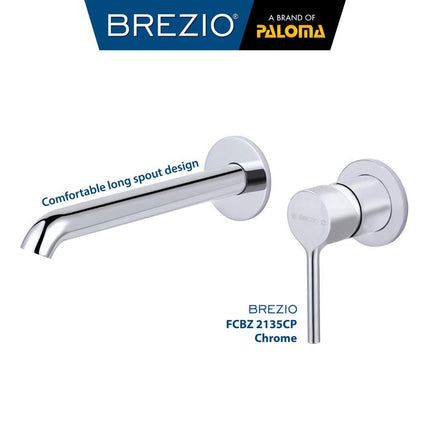 BREZIO Keran Wastafel Tanam Concealed Cuci Tangan Kran Air Panas Dingin Dinding Wall Faucet Basin Mixer Hot Cold Lavatory Kamar Mandi Chrome Krom Silver Gunmetal Grey Abu Matte Black Hitam Brushed Gold Emas FCBZ 2135 2135CP 2135GM 2135MB 2135BG