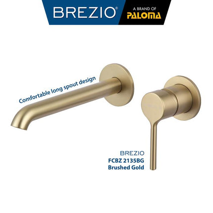 BREZIO Keran Wastafel Tanam Concealed Cuci Tangan Kran Air Panas Dingin Dinding Wall Faucet Basin Mixer Hot Cold Lavatory Kamar Mandi Chrome Krom Silver Gunmetal Grey Abu Matte Black Hitam Brushed Gold Emas FCBZ 2135 2135CP 2135GM 2135MB 2135BG