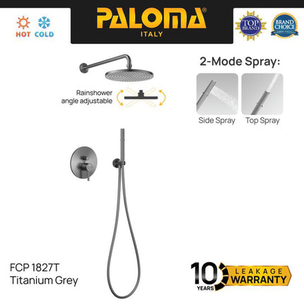 PALOMA Shower Tanam Set Concealed Keran Mandi Kran Air Panas Dingin Dinding Wall Faucet Shower Mixer Hot Cold Kamar Mandi Bathroom Chrome Silver Grey Abu Black Hitam Gunmetal Gun Metal Gold Emas FCP 1827 1827M 1827T 1827S 1827E