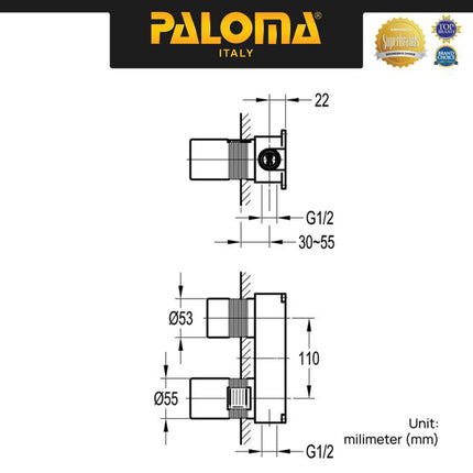 Keran Wastafel Tanam PALOMA FCP 1835 Chrome Krom Silver Grey Abu Gunmetal Gun Metal Black Hitam Gold Emas Concealed Cuci Tangan Kran Air Panas Dingin Dinding Wall Faucet Basin Mixer Hot Cold Lavatory Kamar Mandi 1835M 1835T 1835S 1835E 1835SN 1835RB