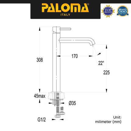 Keran Wastafel PALOMA FCP 1843 Chrome Krom Silver Grey Abu Black Hitam Gunmetal Gold Emas Bronze Tinggi Cuci Tangan Kran Air Panas Dingin Tall Faucet Basin Mixer Hot Cold Lavatory Brass Kuningan FCP 1843 1843M 1843T 1843S 1843S 1843E 1843SN 1843RB