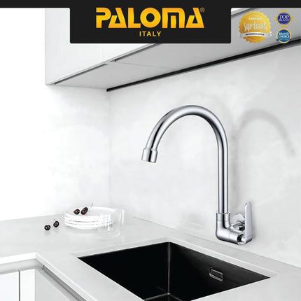 PALOMA FCP 6263 Kran Sink Leher Angsa Keran Dapur Kran Cuci Tangan Kran Air Sink Tembok Dinding Wall Brass Kuningan Chrome KromKran Sink Leher Angsa Keran Dapur Kran Cuci Tangan Kran Air Sink Tembok Dinding Wall Brass Kuningan Chrome Krom