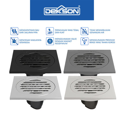 Floor Drain Dekkson FD 9900 BR Brass Saringan Selokan Air Premium Brass Got Kamar Mandi Anti Bau