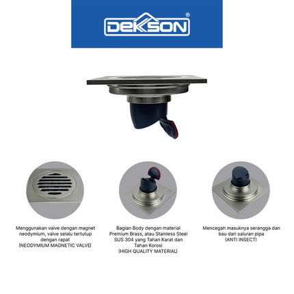Floor Drain Dekkson FD 9900 BR Brass Saringan Selokan Air Premium Brass Got Kamar Mandi Anti Bau