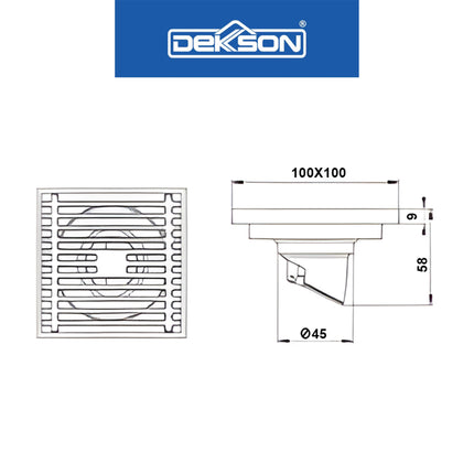 Floor Drain Dekkson FD 9907 BR CP SN GUN GREY MB PB Saringan Drainase Lantai Floor Drain 4 Inch Brass Black Gold Grey Silver