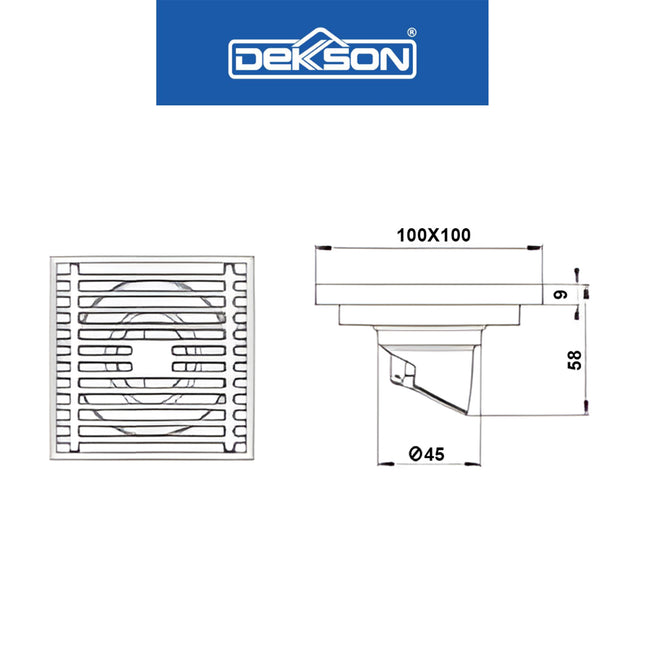 Floor Drain Dekkson FD 9907 BR CP SN GUN GREY MB PB Saringan Drainase Lantai Floor Drain 4 Inch Brass Black Gold Grey Silver