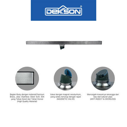 Floor Drain Dekkson FD 7300 7600 Saringan Kamar Mandi 300mm 600mm Shower Toilet Bathroom Linear Panjang Saringan Got Stainless Air Selokan WC