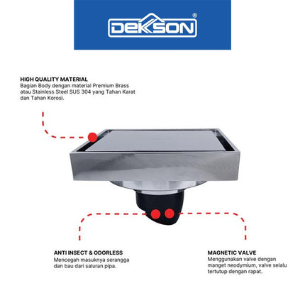 Floor Drain Dekkson FD 7700 BR Saringan Got Air Selokan Brass FD7700 Saringan Selokan Premium Brass
