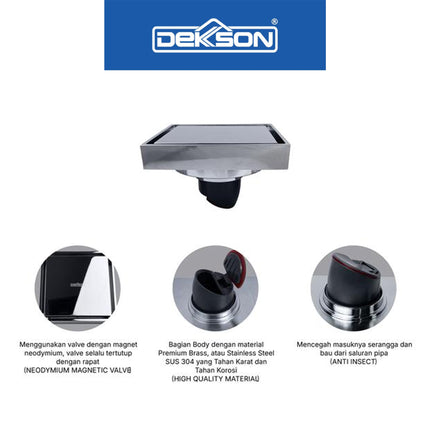 Floor Drain Dekkson FD 7700 BR Saringan Got Air Selokan Brass FD7700 Saringan Selokan Premium Brass