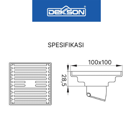 Floor Drain Dekkson FD 8028 SSS PSS Saringan Air Lantai Kamar Mandi Stainless Steel SUS 304