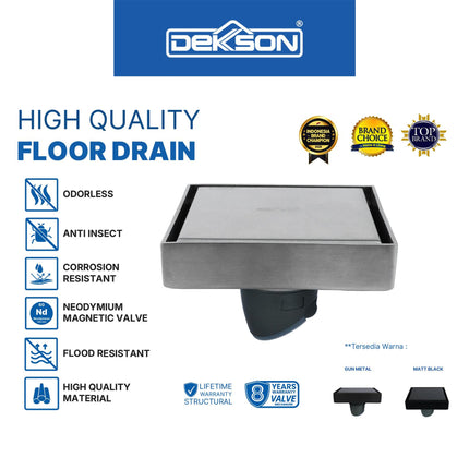 Floor Drain Dekkson FD 8032 Saringan Air Lantai Kamar Mandi SUS 304 PVD Gun Metal Matte Black