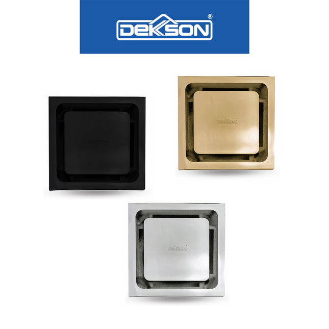 Floor Drain Dekkson FD 8070 Brass Saringan Drainase Lantai Square Floor Drain 4 Inch Brass FD8070 Saringan Air Lantai Kotak Black Gold Silver 10 Cm