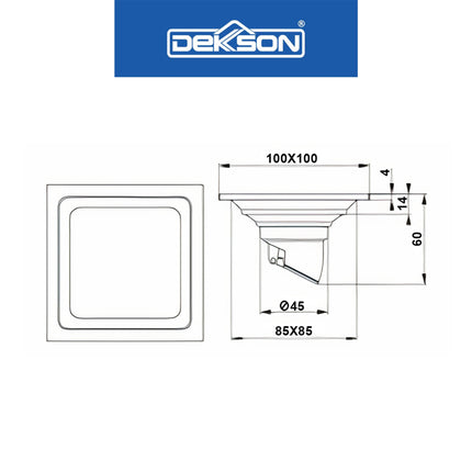 Floor Drain Dekkson FD 8070 Brass Saringan Drainase Lantai Square Floor Drain 4 Inch Brass FD8070 Saringan Air Lantai Kotak Black Gold Silver 10 Cm