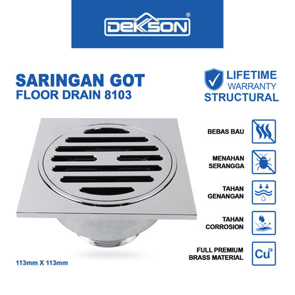Floor Drain Dekkson FD DKS 8103 BR CP Lubang Saringan Air Lantai Kamar Mandi Anti Korosi