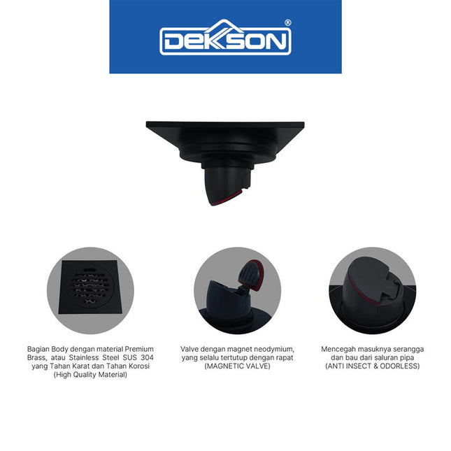 Floor Drain Dekkson FD 9010 Lubang Saringan Air Lantai Kamar Mandi Stainless Steel