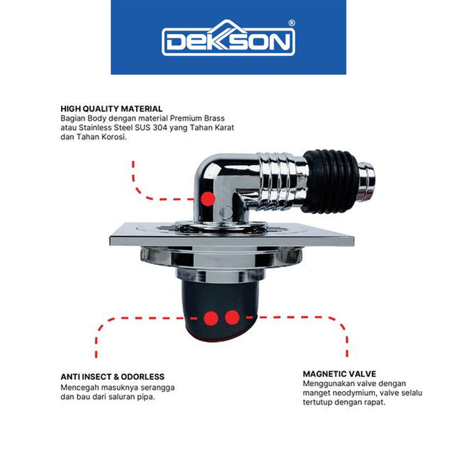 Floor Drain Dekkson FD 9901 Brass Saringan Air Lantai Kamar Mandi Dengan Kepala Sambungan Selang Mesin Cuci