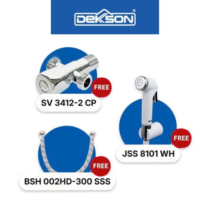 Kloset Toilet Duoblock Washdown Dekkson TDW 2678 S Trap WH FREE Stop Valve 2 Out - Shower Hose - Jet Shower Set