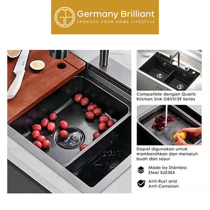 Kitchen Sink Germany Brilliant GBJ01A-GM Bak Cuci Piring Aksesoris Tatakan Cuci Buah Sayur