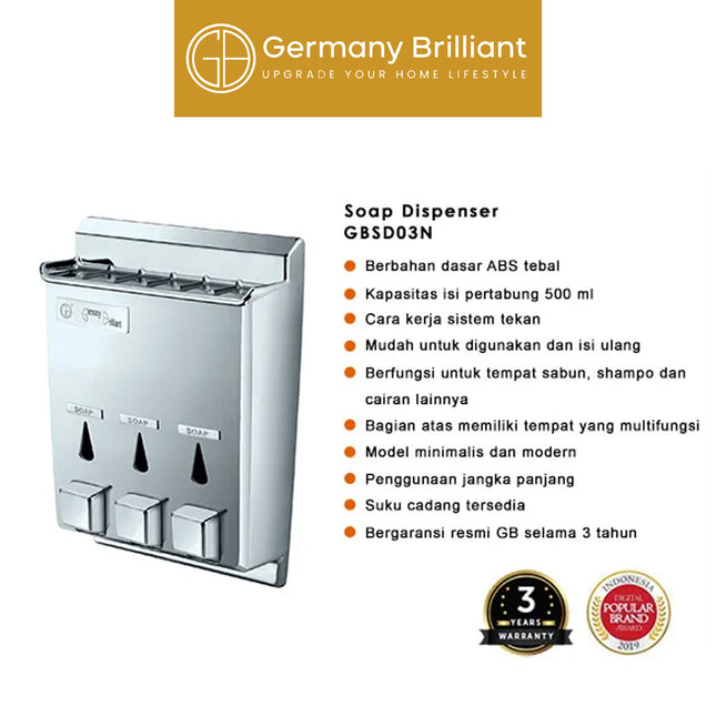 Soap Dispenser Germany Brilliant GBSD03N Tempat Sabun Cair