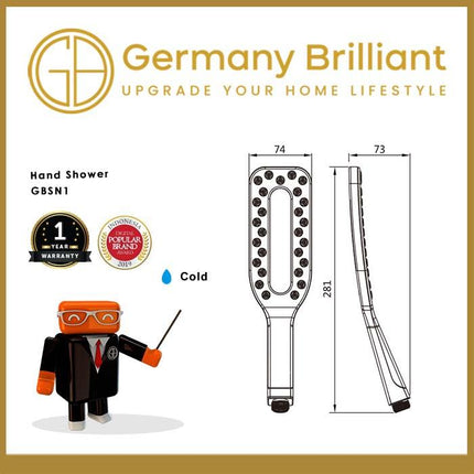 Hand Shower Germany Brilliant GBSN1C GBSN1W GBSN1B Putih Hitam Chrome