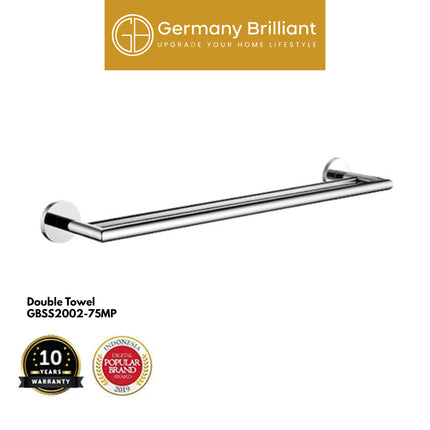 Double Towel Bar Germany Brilliant GBSS2002-75MP Rak Handuk Kamar Mandi