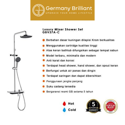 Shower Tiang Column Set Germany Brilliant GBV37A Series Sower Tiang Air Panas Dingin