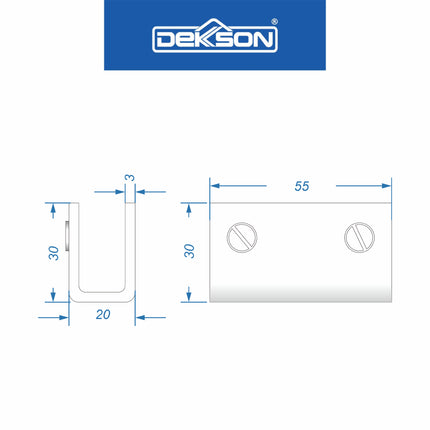 Glass Clip Dekson Dekkson GC U820 PSS Stainless Steel Penjepit Kaca Mati Tanpa Lubang