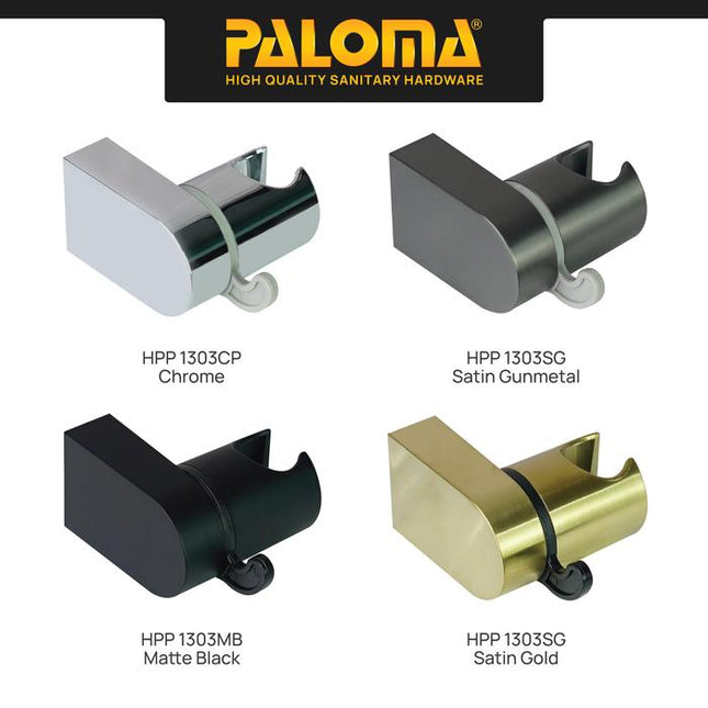 PALOMA HHP 1303 Holder Shower Gantungan Handshower Hanger Bracket Breket Dudukan Hand Shower Adjustable Diatur Putar ABS Chrome Gunmetal Gun Metal Grey Gold Silver Hitam Abu Emas HHP 1303CP HHP 1303GM HHP 1303MB HHP 1303SG