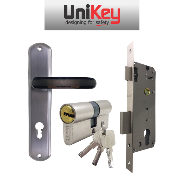 Handle Pintu Set UNIKEY HPS UK 867 ECO SN/CP Gagang Pintu Kunci Pintu Body Kunci Cylinder