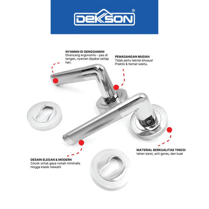 Handle Pintu Dekkson LHTR 0019 SSS Lever Handle Tube Roses Gagang Pintu