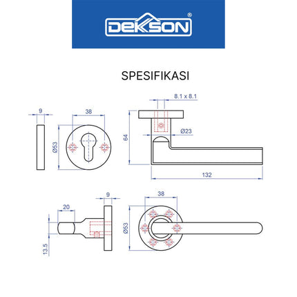 Handle Pintu Dekson Dekkson LHTR 0039 SSS Lever Handle Gagang Pintu