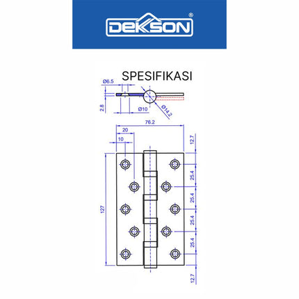 Engsel Dekson Dekkson ECOLINE ESS EL 5X3X3MM 4BB SSS Engsel Pintu Jendela