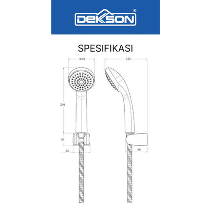 Hand Shower Set Dekkson HSS 2110 Shower Mandi Kepala Shower Tangan Hand Sower Komplit Include Dengan Selang
