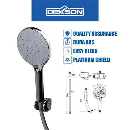 Hand Shower Set Dekkson HSS 3555SC Handshower Bulat Mandi Head Kepala Sower Air Gun Metal Matt Black Chrome Polish