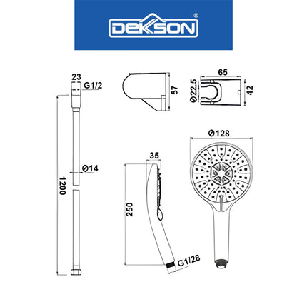 Hand Shower Set Dekkson HSS 3555SC Handshower Bulat Mandi Head Kepala Sower Air Gun Metal Matt Black Chrome Polish