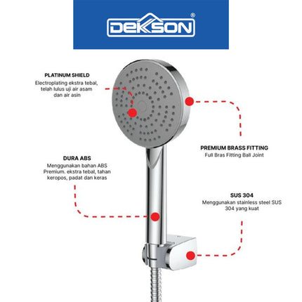 Hand Shower Set Dekkson HSS 5210 Shower Mandi Kepala Kepala Shower Tangan Hand Sower Komplit Include Dengan Selang