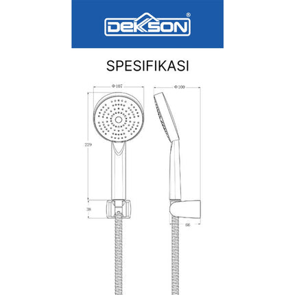 Hand Shower Set Dekkson HSS 5210 Shower Mandi Kepala Kepala Shower Tangan Hand Sower Komplit Include Dengan Selang