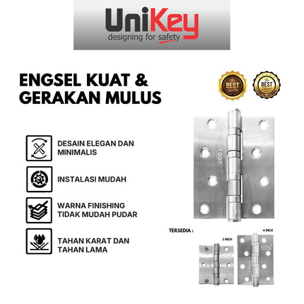 Engsel Unikey HSS UK 116 117 118 Engsel Pintu 3INCH 4INCH Engsel Jendela Kupu-Kupu
